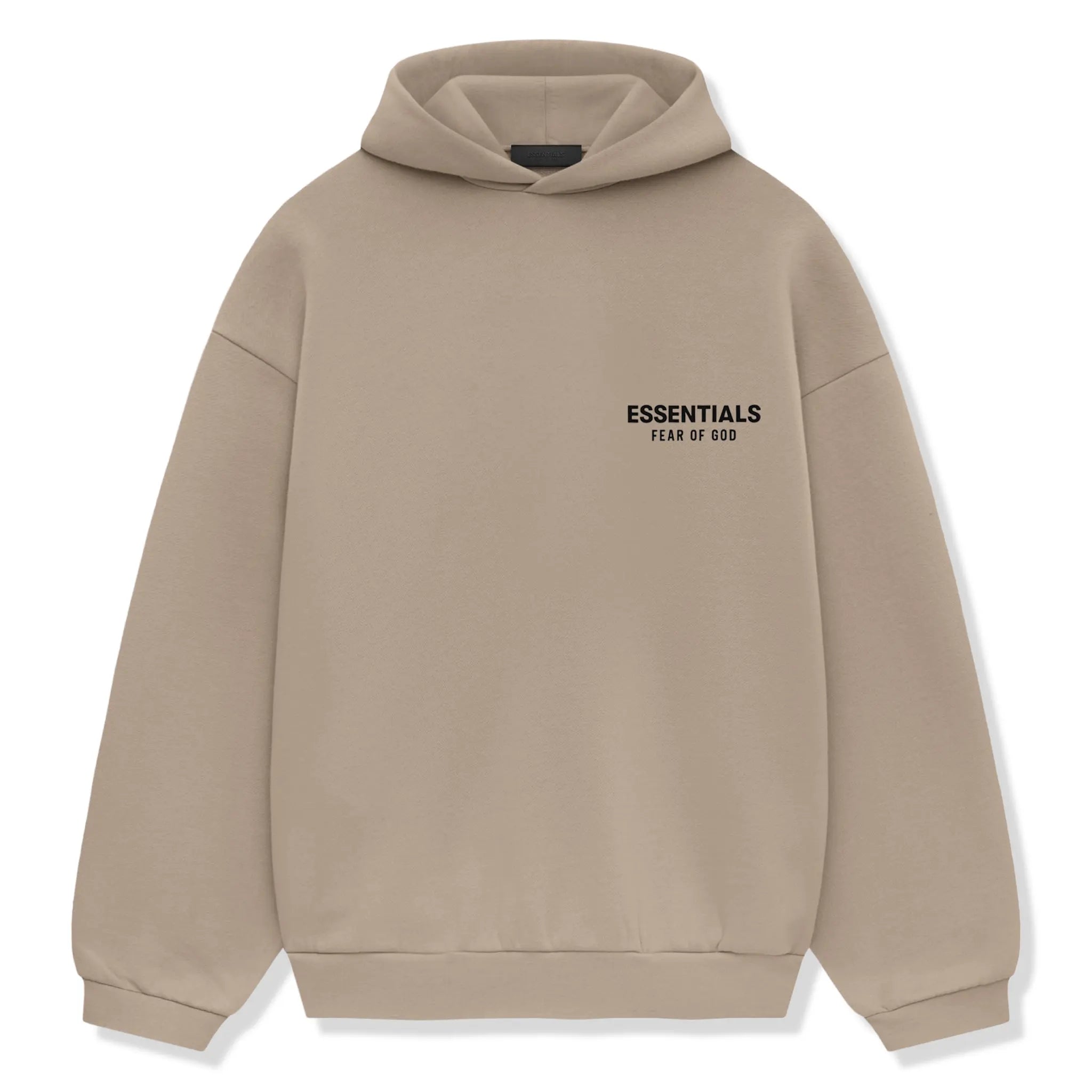 Front View of Fear Of God Essentials Fleece Desert Sand Hoodie (FW24) 192HO246257F
